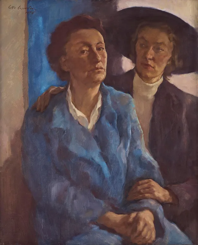Lotte Laserstein, "I blå rock. Målaren och Madeleine".