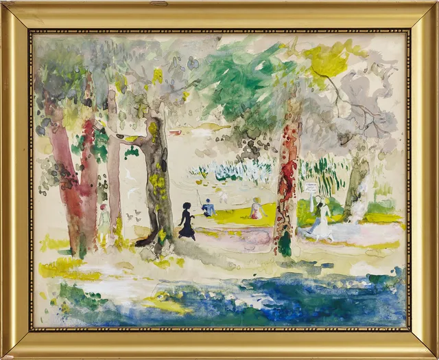 FOLKE KARLSSON (1907-1988). "Hagaparken", akvarell.