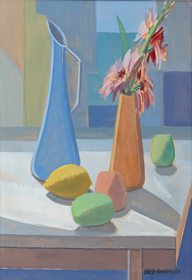 HELGE ANDERSSON (1913-88). Stilleben med frukter, blandteknik, signerad. — Paintings — Auktionshuset Kolonn