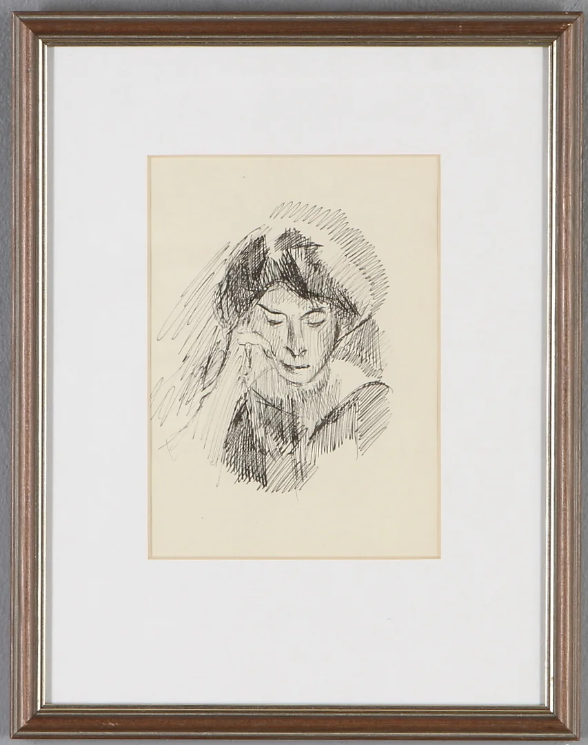 AXEL TÖRNEMAN. kvinnoporträtt, teckning, osignerad. — Drawings — Auktionshuset Kolonn