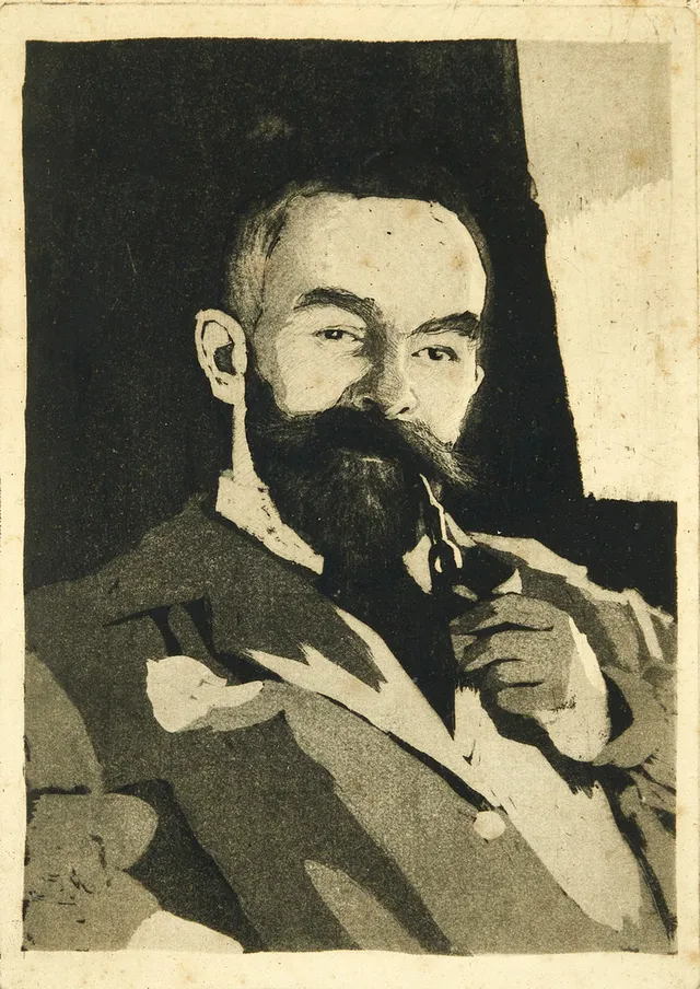 OSCAR BJÖRCK. Porträtt av Axel Tallberg, signerad i blyerts, etsning.