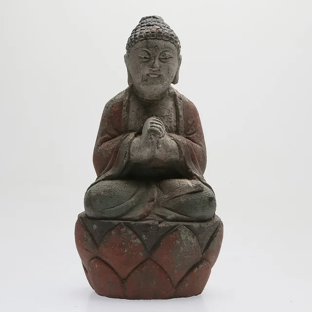 BUDDHASKULPTUR, trä.
