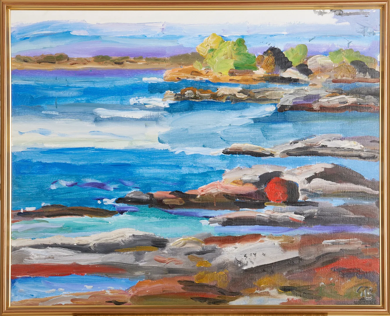 GÖRAN BRUNIUS. Skärgårdslandskap, olja på duk, monogramsignerad GB. — Paintings — Stockholms Auktionsverk Magasin 5