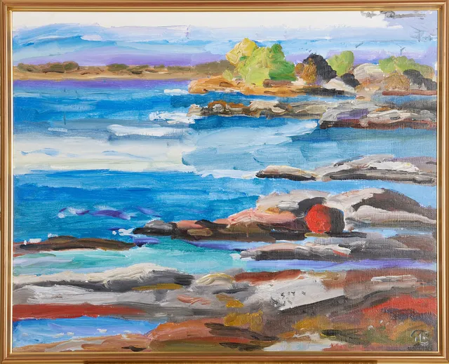 GÖRAN BRUNIUS. Skärgårdslandskap, olja på duk, monogramsignerad GB.