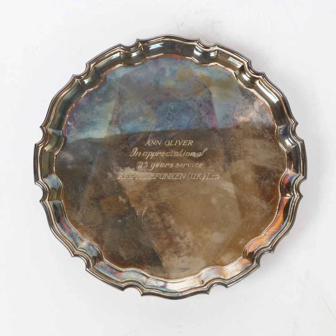 AN ELIZABETH II SILVER CARD TRAY. — Silver — Bishop & Miller