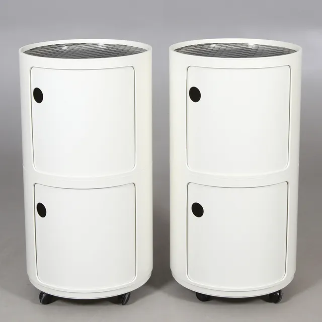 ANNA CASTELLI. Sidobord/sängbord ett par, "Componibili", Kartell, Italien, 2000-tal.