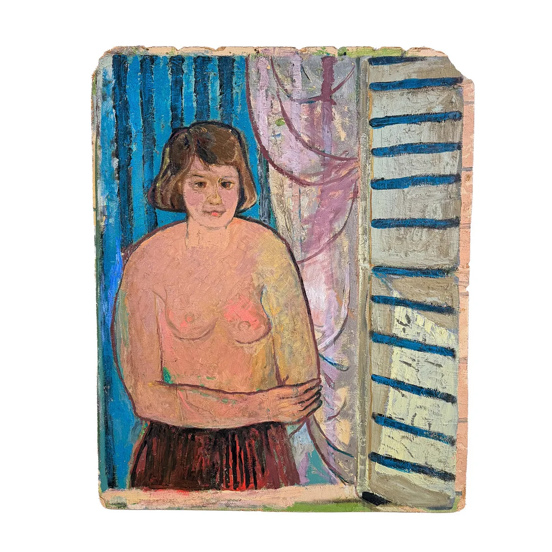 ÅKE JOHANSSON. HANS ATELJÉ. OLJEMÅLNING på pannå, från Åke Johanssons ateljé, ej signerad. — Paintings — TOKA Auktionshus