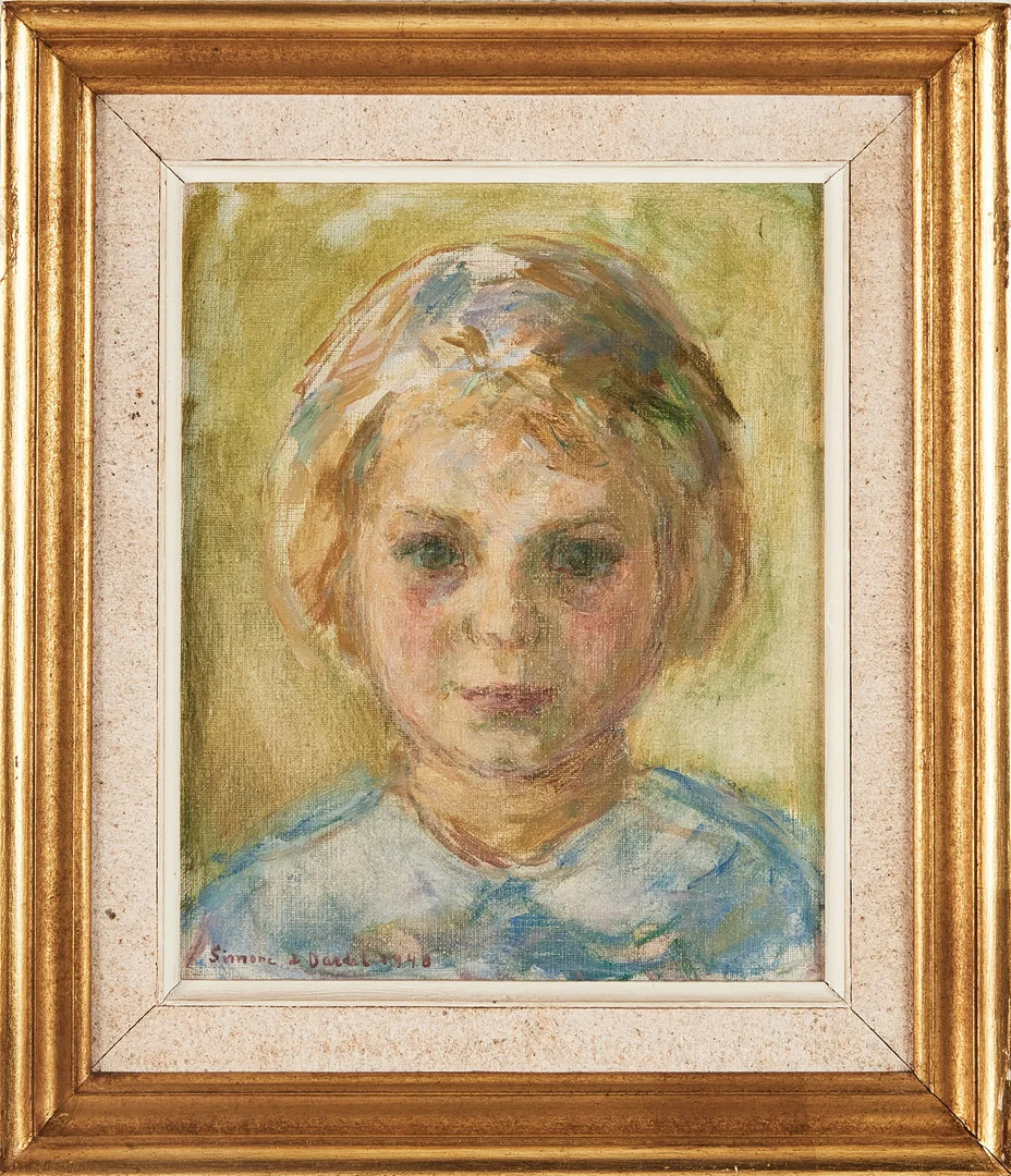 SIMONE DE DARDEL (1913-1996). Porträtt av barn, olja på duk, signerad och daterad 1948. — Paintings — Stockholms Auktionsverk Magasin 5