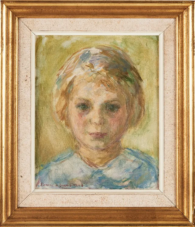 SIMONE DE DARDEL (1913-1996). Porträtt av barn, olja på duk, signerad och daterad 1948.
