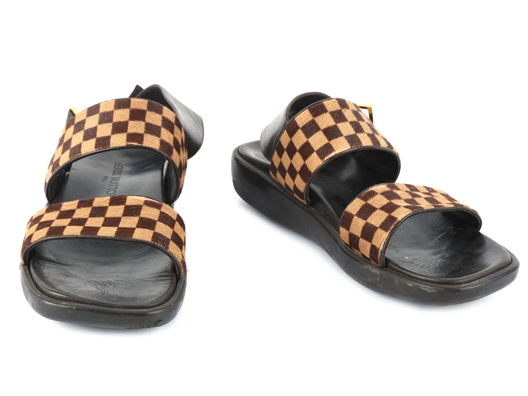 SKOR, LOUIS VUITTON, Damier, ponnyskinn, stl 37½, — Kläder/Skor — Kaplans