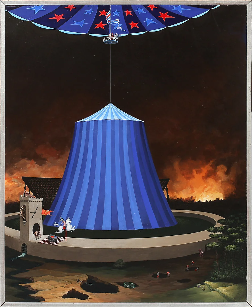 BENGT NORDENBORG. Surrealistisk bild, olja på pannå, signerad. — Paintings — Göteborgs Auktionsverk