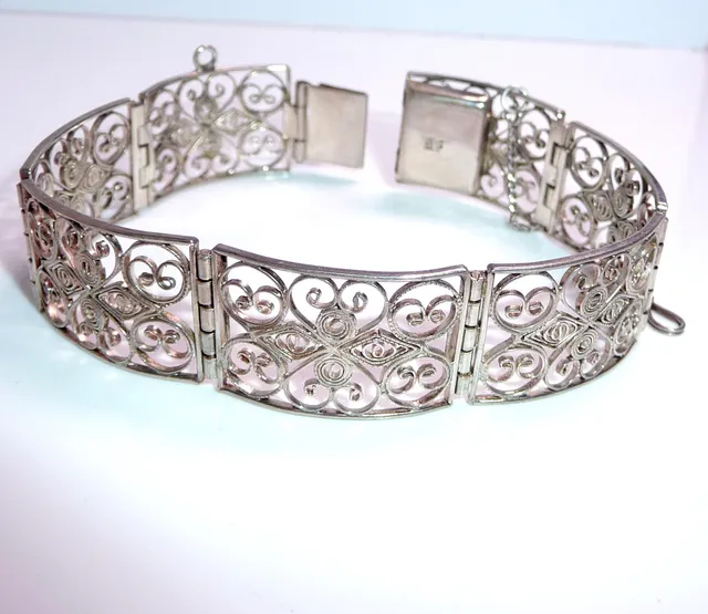 Armband 835 Silber filigrane Silberschmiede-Arbeit.