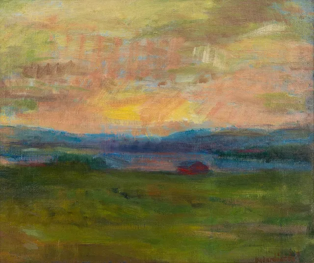 HADAR JÖNZÉN (1885-1977). Landskapskomposition, olja på duk uppklistrad på pannå, signerad.