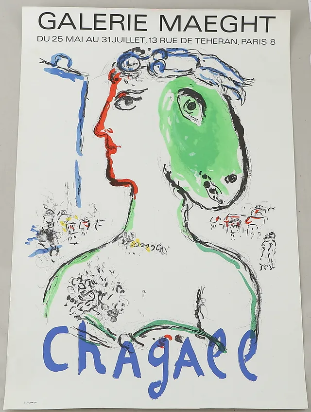 MARC CHAGALL. EFTER. utställningsaffisch, Galerie Maeght.