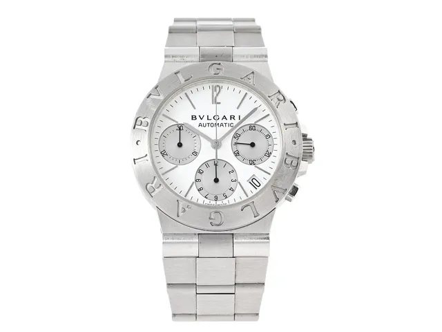 BVLGARI, Diagono, Cal 080 TEEE, Verk nr. 103456, Serie nr. D 549, Ref nr. CHW 35 G, kronograf, herrur, 35 mm, 18K vitguld, automatisk, safirglas, datum, integrerad originallänk, viklås, Ref nr. P0/2.00, längd 182 mm, totalvikt 195,9 gram, ca 2000.
