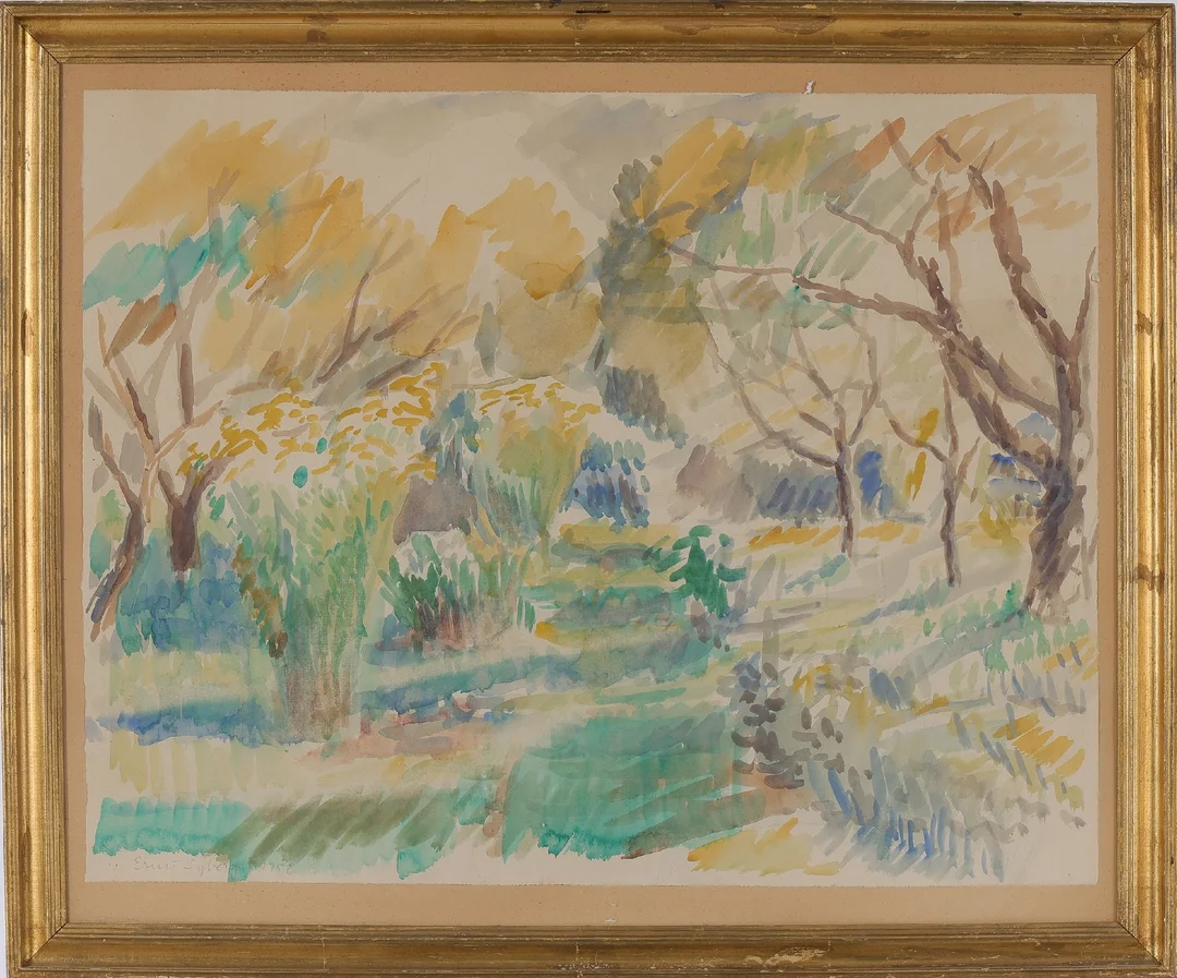 Ernst Syberg: Landscape, watercolor. 1956 — Paintings and sculptures/Modern pictorial arts — Lauritz