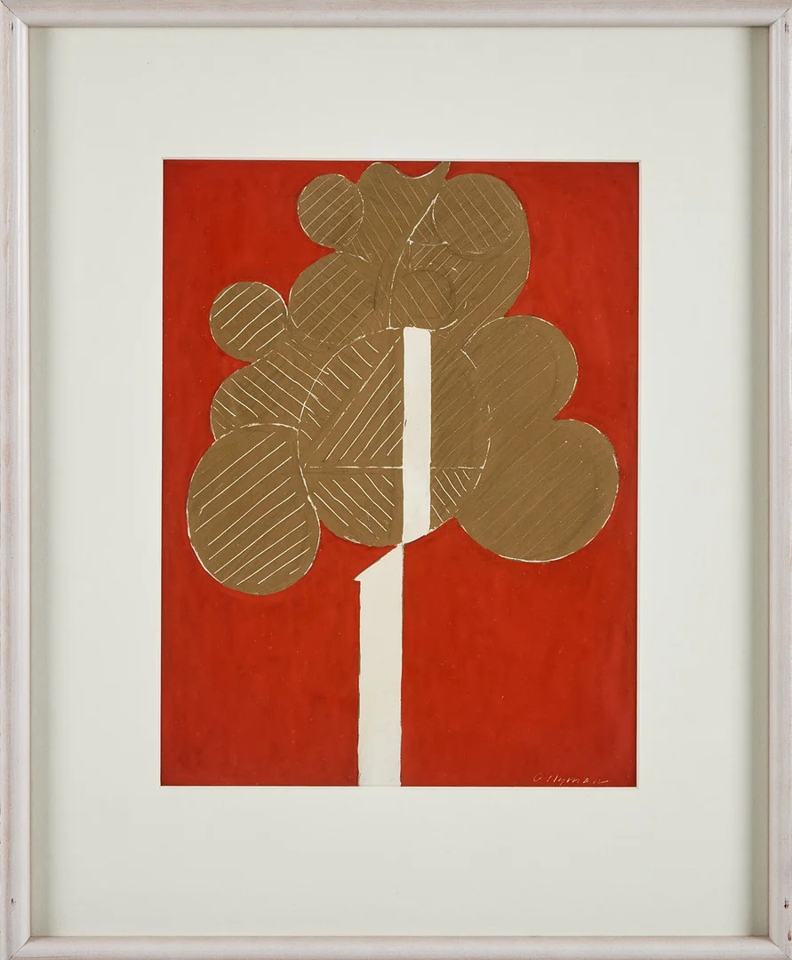 OLLE NYMAN. Motiv med träd, blandteknik, signerad O.Nyman. — Paintings — Stockholms Auktionsverk Magasin 5