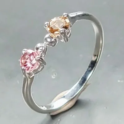 Sterling silver ring with pink and yellow tourmaline. Ring size 56 — Jewellery/Rings — Lauritz