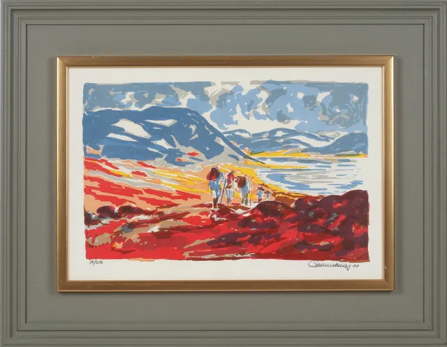 EINAR WENNBERG. Fjällvandrare, färglitografi, signerad och numrerad 18/210.