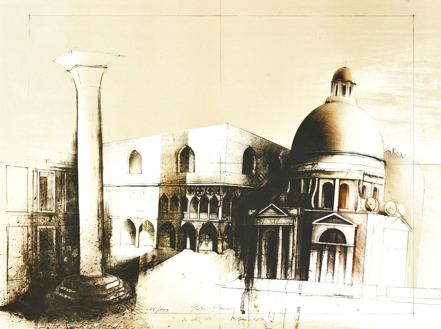 PETER PAUL (1943-2013) (5). Venedig I-III, katedral, kyrkobyggnad. — Engravings & Prints — Crafoord Auktioner Stockholm