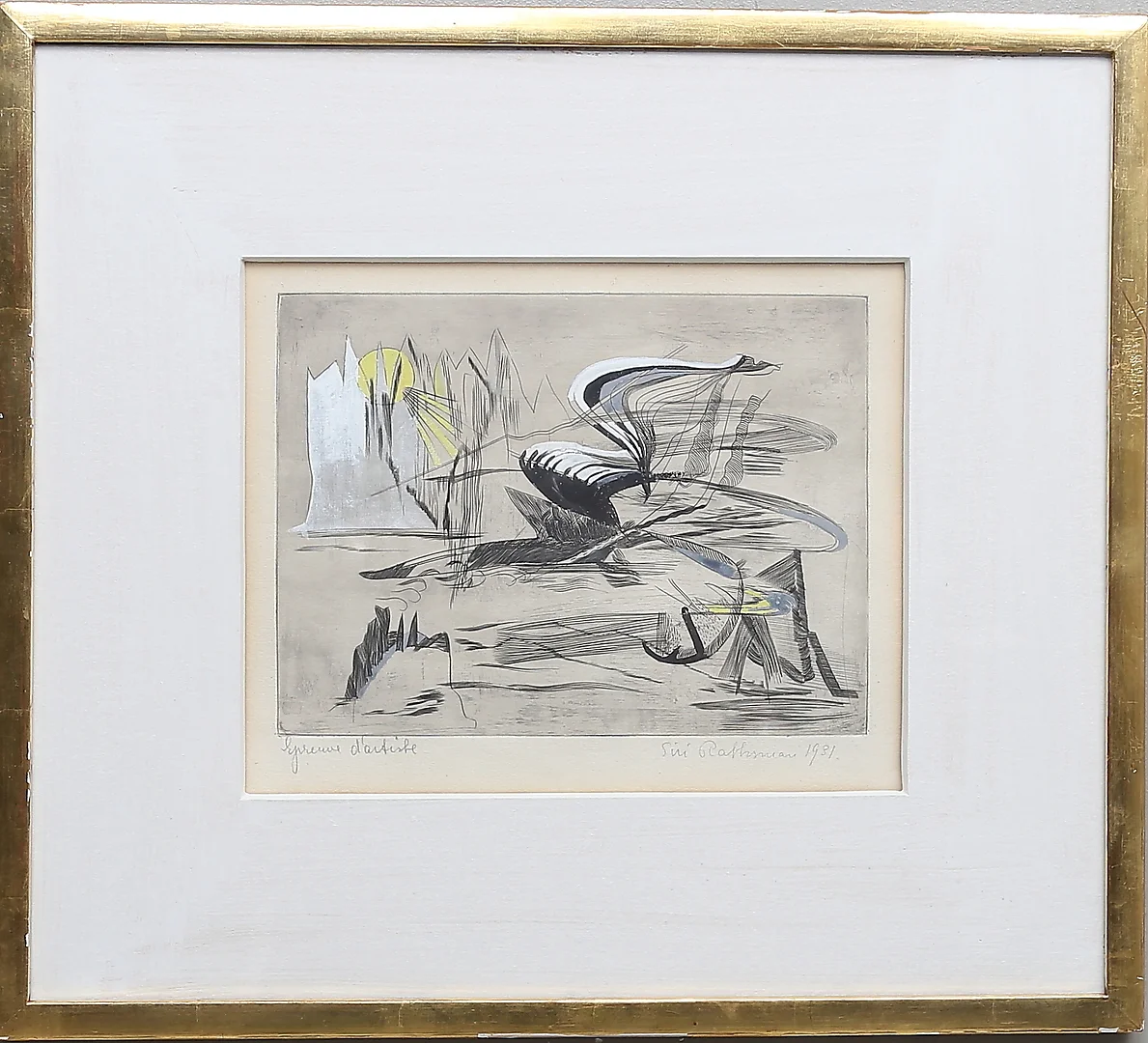 SIRI RATHSMAN. Handkolorerad etsning, Epreuve d'artiste, signerad och daterad 1931. — Engravings & Prints — Gomér & Andersson Linköping