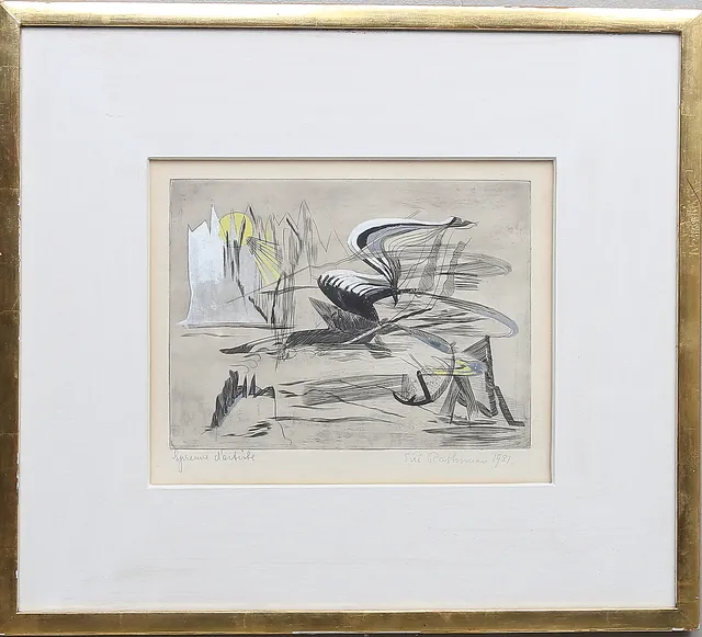 SIRI RATHSMAN. Handkolorerad etsning, Epreuve d'artiste, signerad och daterad 1931.