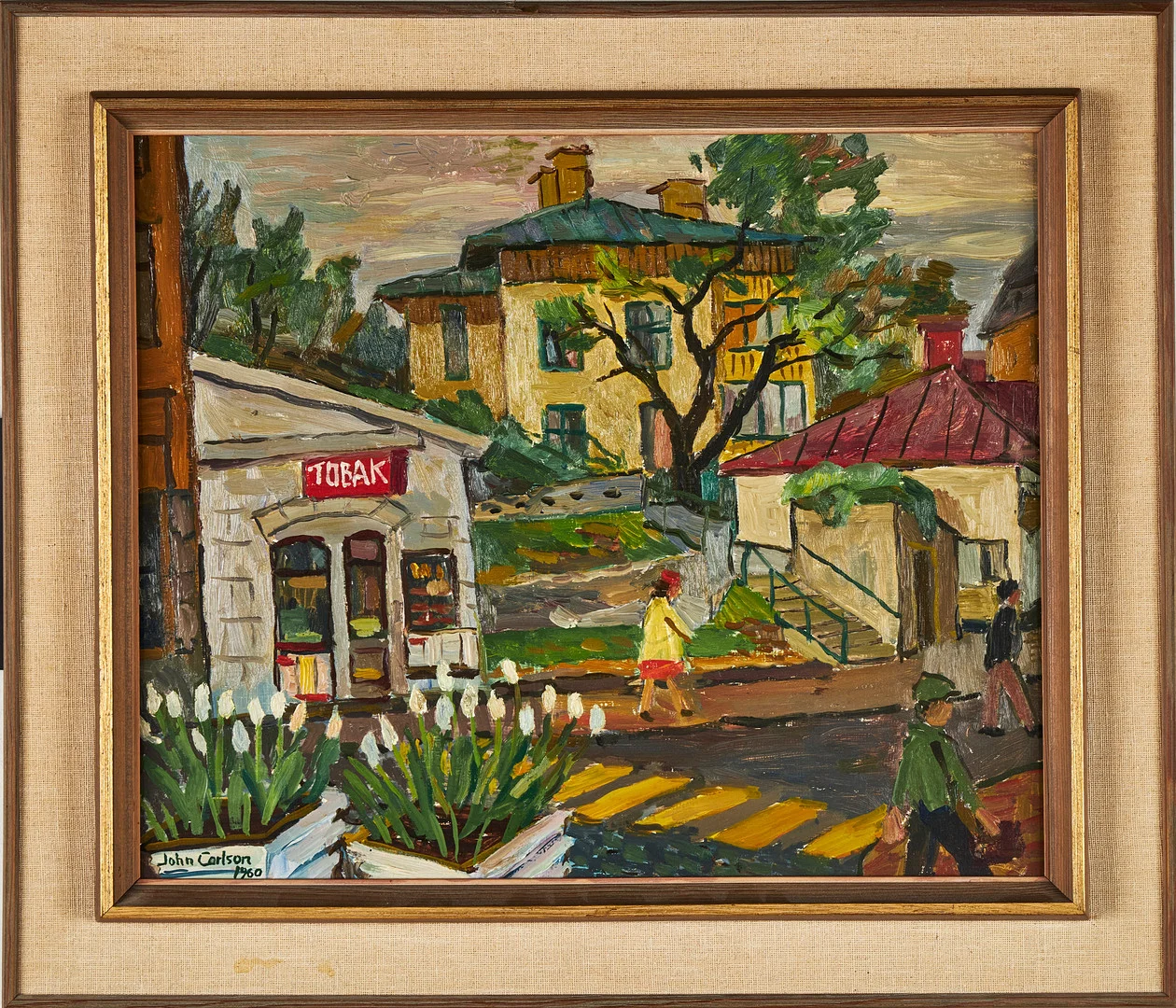 JOHN CARLSON. "Vid Landsvägen", olja på pannå, signerad samt daterad 1960. — Paintings — Stockholms Auktionsverk Sickla