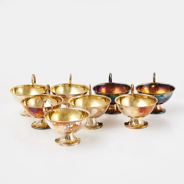 SUPKOPPAR, 8 st, silver, olika tillverkare och år.