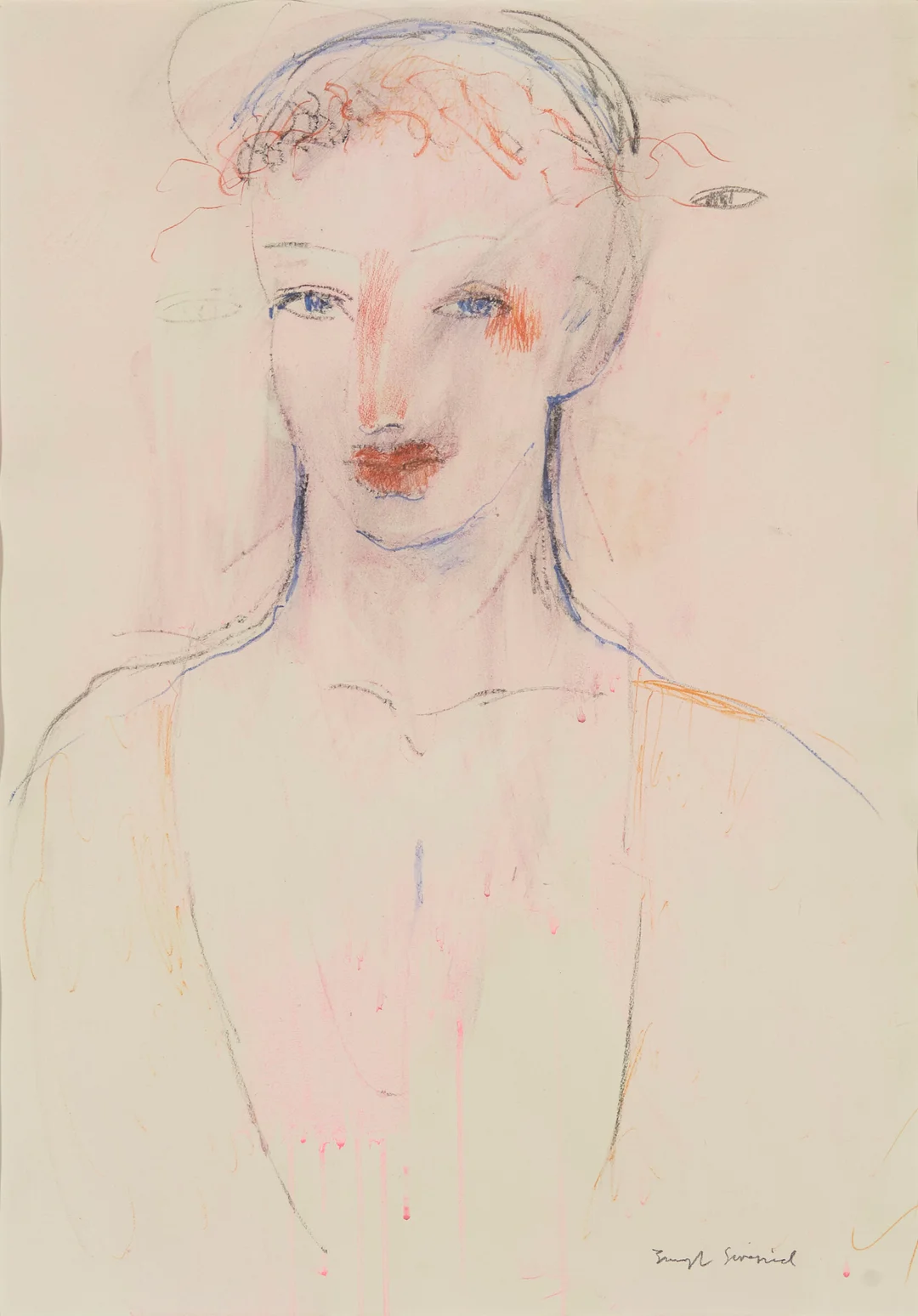 Sivesind, Bengt — Portrett i rosa — Kunst/Øvrig billedkunst — Blomqvist