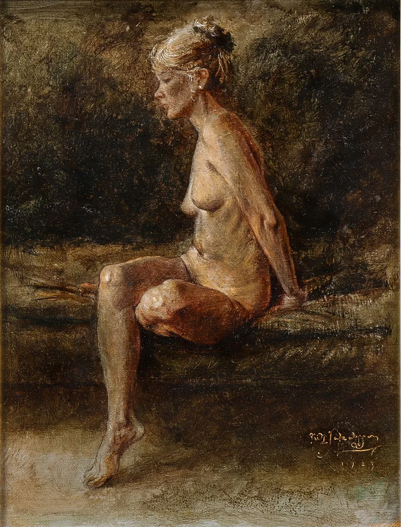 FRITZ JAKOBSSON. Sittande modell. — Paintings — Karlstad Hammarö Auktionsverk