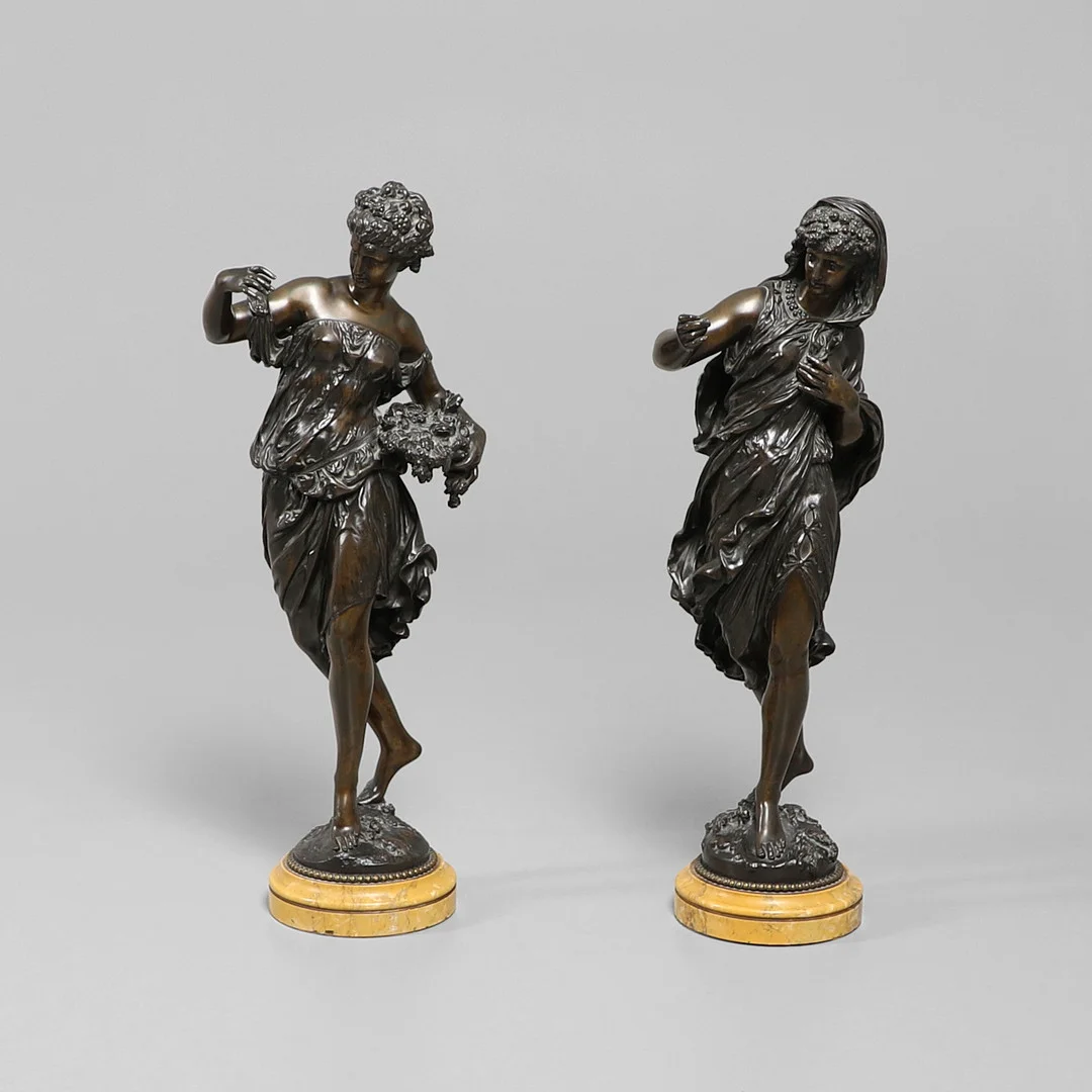 MATHURIN MOREAU (FRENCH 1822-1912), ALLEGORICAL FIGURES OF SPRING AND WINTER. — Sculptures & Bronzes — Lawrences Auctioneers