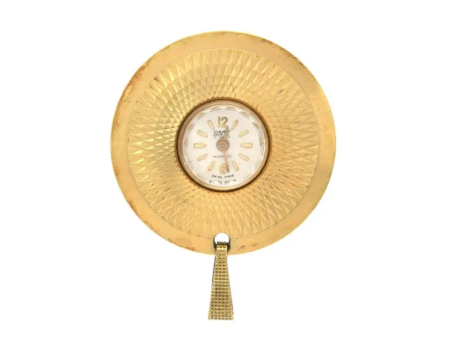 CAMY, damur, 17 mm, doublé, manuell, plexiglas, med 12 st olika utbytbara boetter (9 st. för läderband, 2 st. för hängur, 1 st. för ring), 8 st. läderband, cert, januari 1974, box.