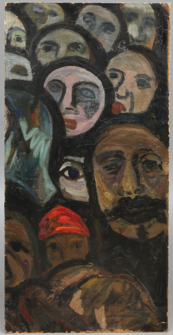 SVEN X:ET ERIXSON. Ur väggmålningen Arbetarnas kamp, olja på pannå, (nr 13). — Paintings — Auktionshuset Kolonn