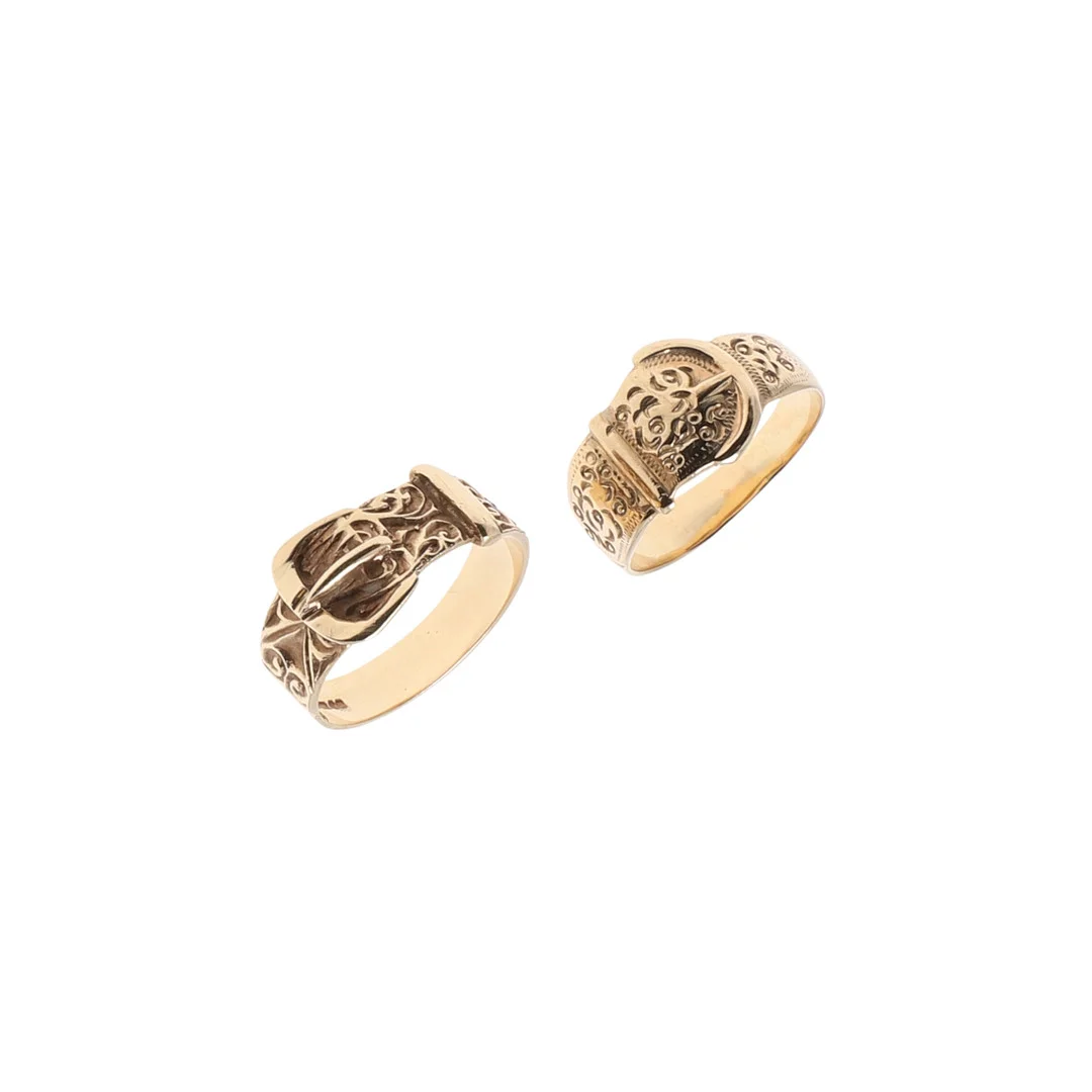 A 9CT GOLD BUCKLE RING. — Rings — Lawrences Auctioneers