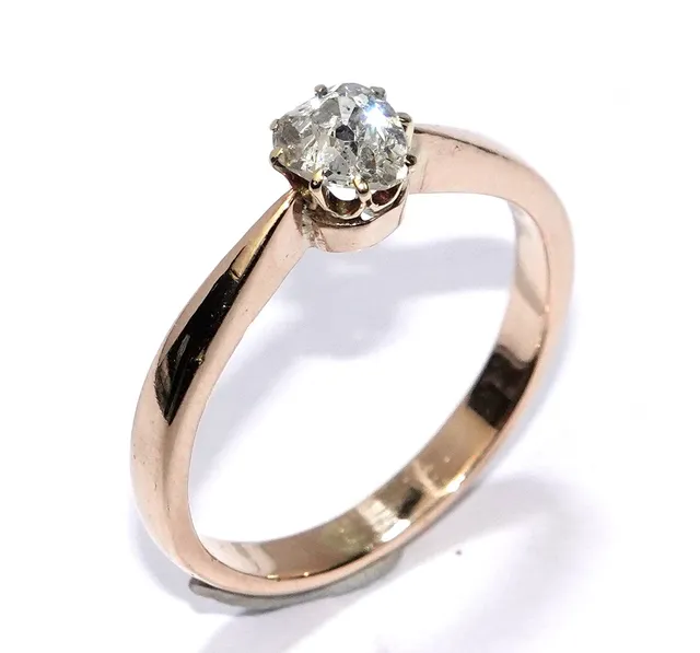 Ring Gold Altschliffdiamant 0,35 ct. Herzschliff 585/14K Gr.52/16,6mm.