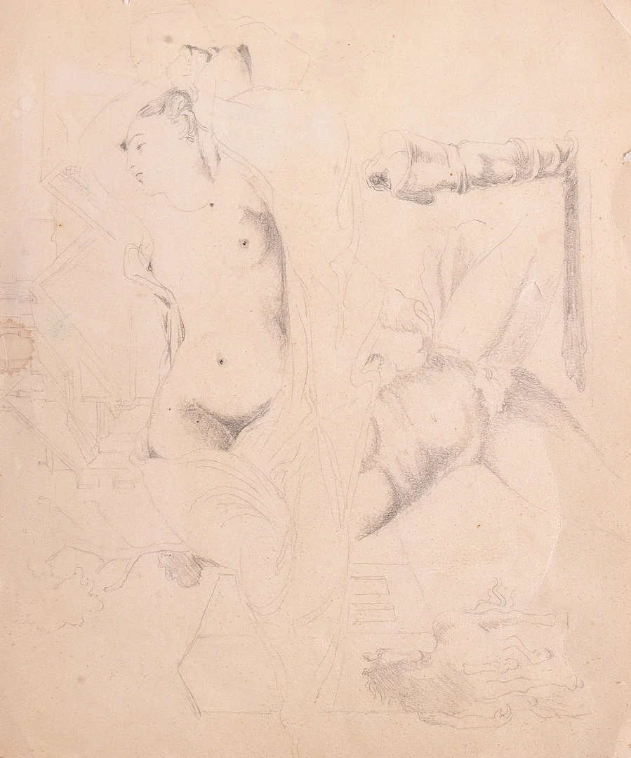 AXEL OLSON. TILLSKRIVEN. Blyertsteckning. — Drawings — Halmstads Auktionskammare