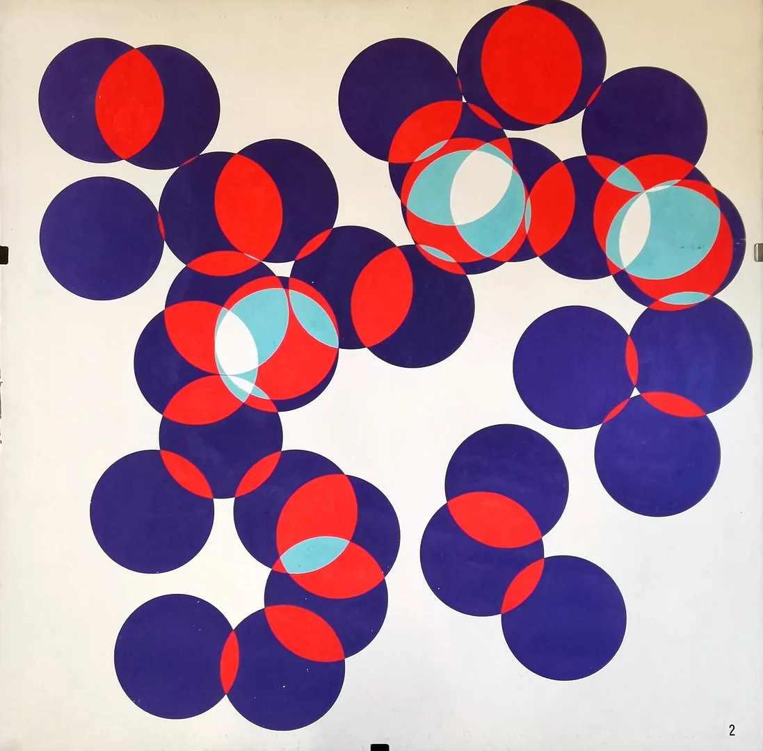 BASIL GOODE 1975 ABSTRACT GEOMETRIC ACRYLIC PAINTING RANDOM 10. — Paintings — Acreman St Auctioneers & Valuers