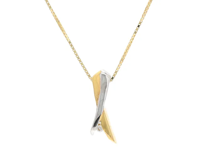 HÄNGE/KEDJA, 18K guld/vitguld, briljant ca 0,015 ct, venezialänk, längd 45 cm, vikt 3,0 g.