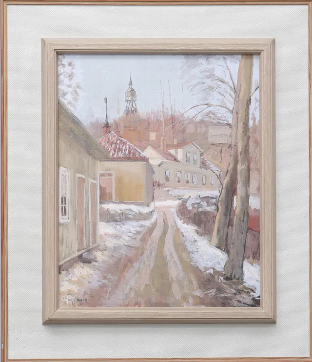 GUSTAF FOGELBERG. Motiv från Jönköping. Olja på duk, signerad och daterad -65.