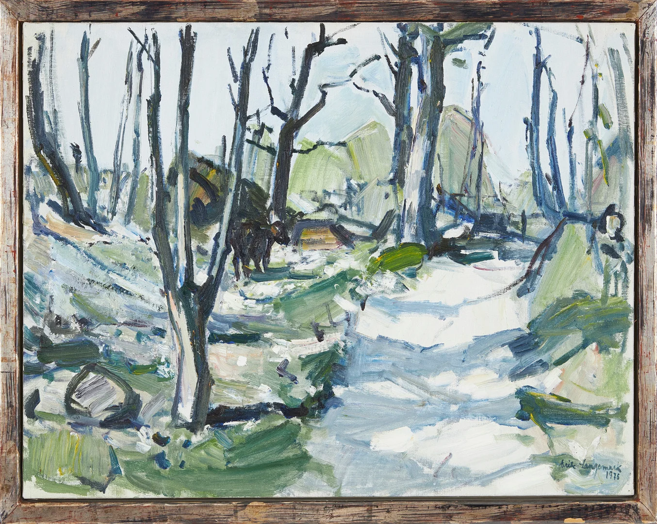 ERIK LANGEMARK (1915-1997). Vårljus, Hökamåla 1976, olja på duk. — Paintings — Stockholms Auktionsverk Magasin 5