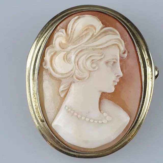 KAMEENBROSCHE/-ANHÄNGER - 800 Silber vergoldet, ca.4x3,5cm, Gew.ca.8,5g.
