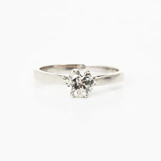 RING, 18 k vitguld, briljant ca 0,60 ct., Inclusions, svensk kontrollstämpel.
