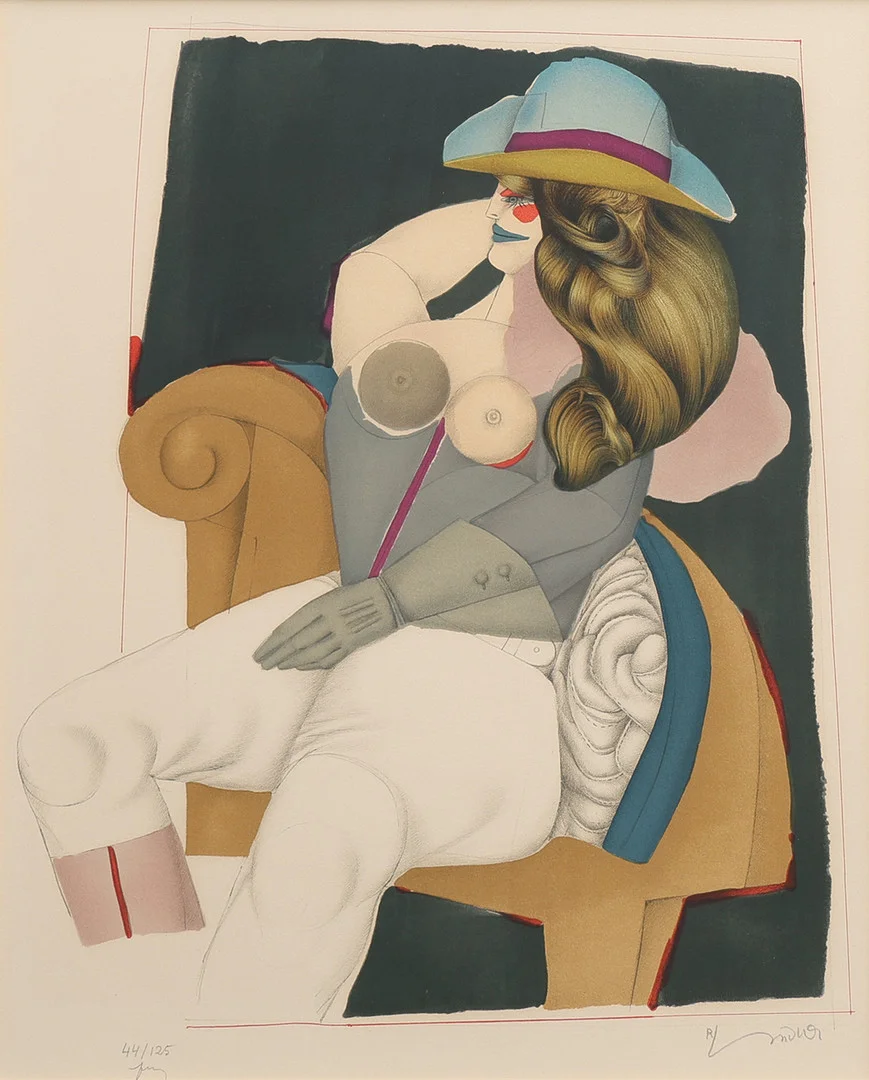 RICHARD LINDNER. LITOGRAFI, "ARIZONA", PL. X UR MAPPEN EUGÈNE IONESCO, 1975. HANDSIGNERAD OCH NUMRERAD 44/125. — Engravings & Prints — Crafoord Auktioner Lund