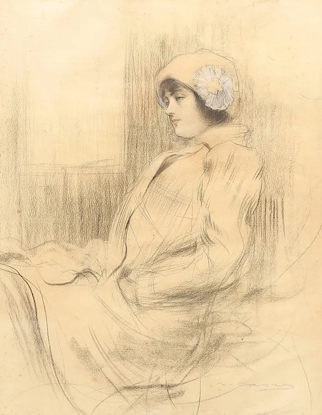 RAMON CASAS. Study for "La inglesa".