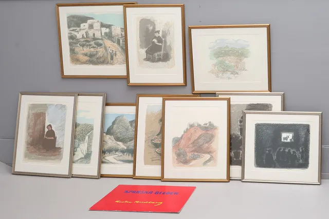 GUSTAV RUDBERG. TIO LITOGRAFIER AV TOLV, UR "SPANSKA BILDER", SIGNERADE OCH NUMRERADE 128/210 RESP. 191/210.