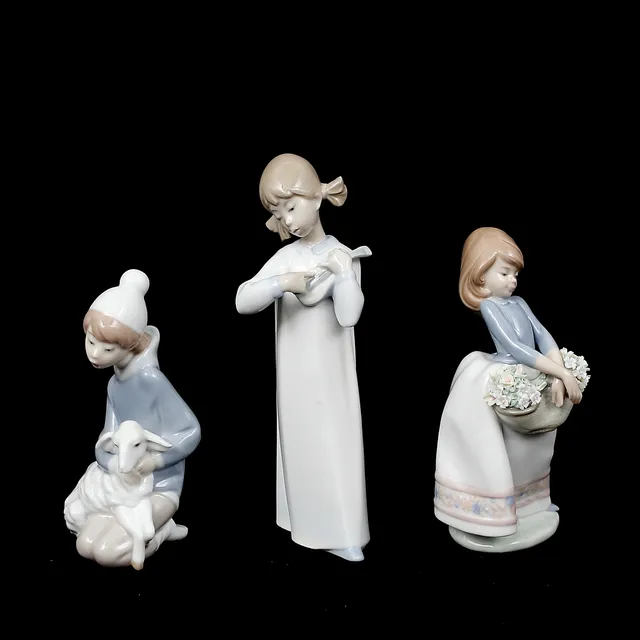 FIGURINER 3 st, Lladro, Nao, Spanien.