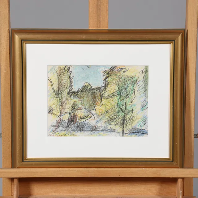 ALF LINDBERG. PASTELL, signerad.