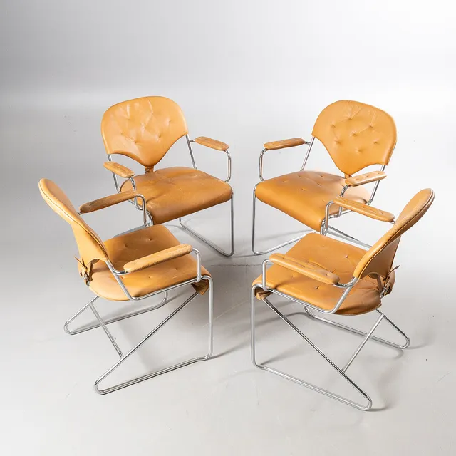 SAM LARSSON. Karmstolar 4 stycken, "Sam", DUX, 1900-talets andra hälft, formgiven 1974.