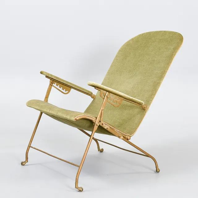 LÆNESTOL med stel af malet stålrør og sæde, ryg, armlæn og betrukket i mohair velvet, Danmark, ca. 1930'erne.