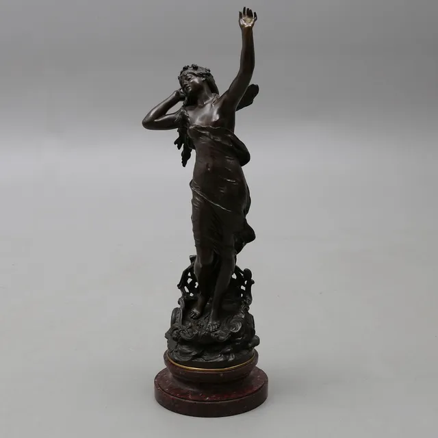 AUGUSTE MOREAU. EFTER. SKULPTUR, BRUNPATINERAD BRONS.